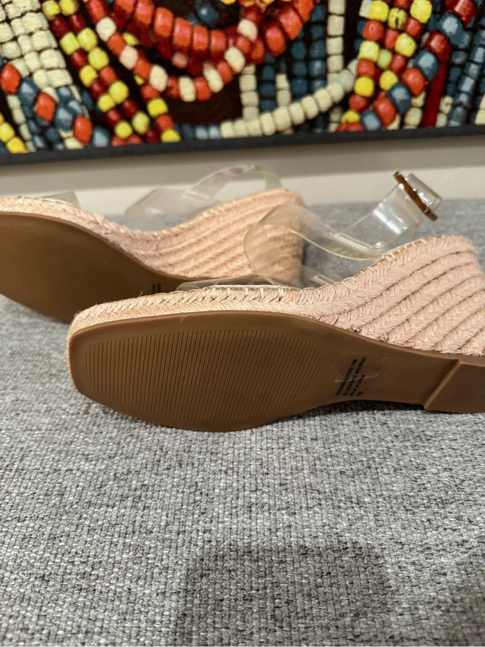 Steve Madden Clear Strap Espadrille Wedges with Tan Footbed